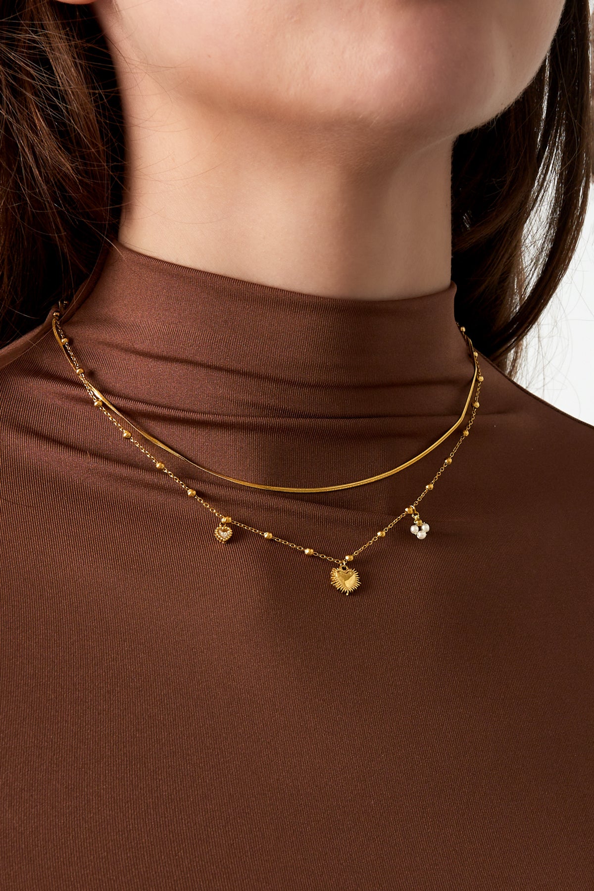 cadena doble con dije de corazón