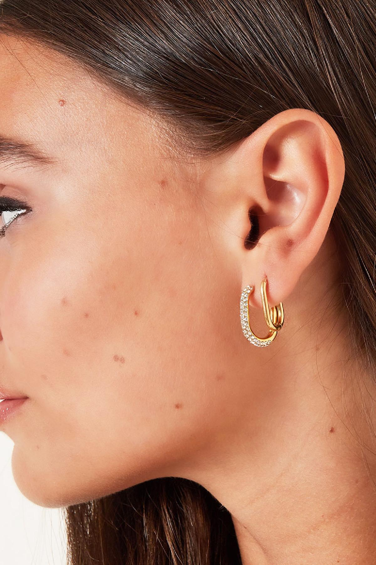 Aros ovalados Color dorado Acero inoxidable