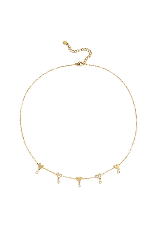 Collares de cadena de acero inoxidable con forma de corazón, informales, diarios, serie sencilla, joyería para mujer