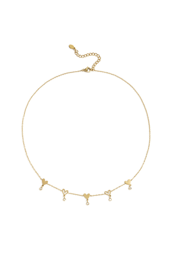 Collares de cadena de acero inoxidable con forma de corazón, informales, diarios, serie sencilla, joyería para mujer Hover Image