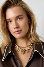 Collares de cuentas Corazón Sol Estampado de leopardo Estrella Luna Serie casual diaria Simple Joyería de mujer