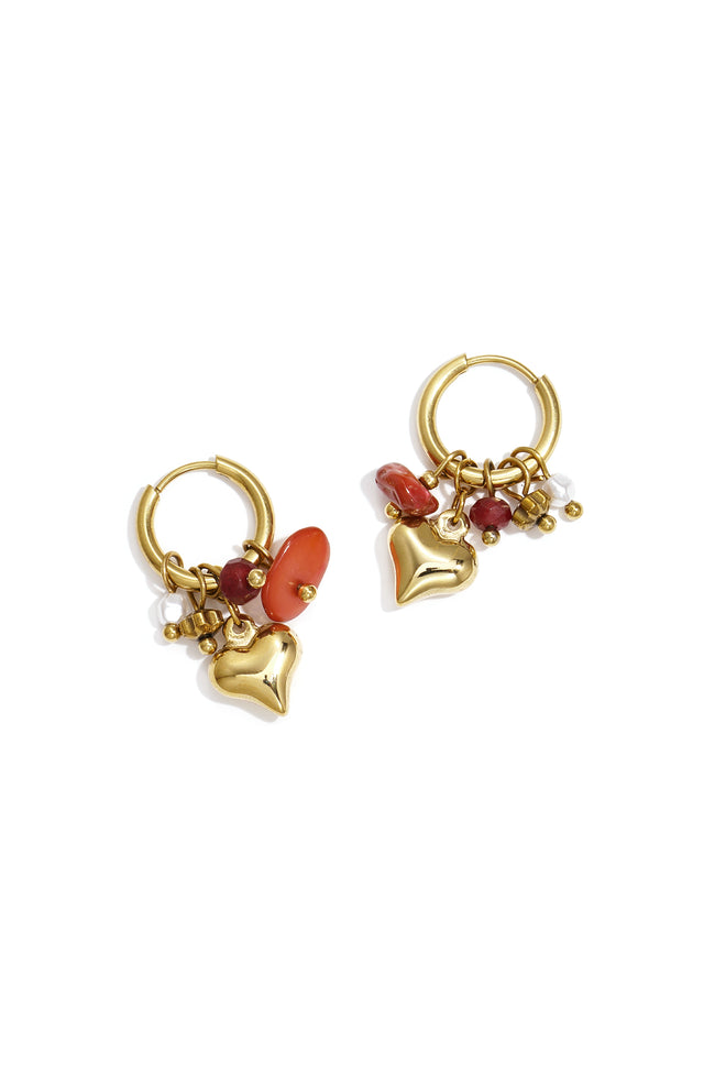 Pendientes colgantes de acero inoxidable con forma de corazón, serie diaria y sencilla, joyería para mujer. Hover Image
