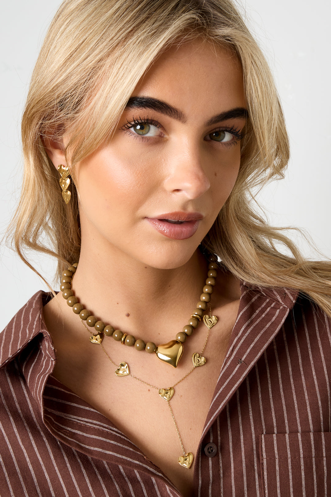 Collares de cuentas acrílicas con forma de corazón, estilo casual, diario, sencillo, joyería para mujer.