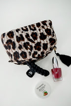Bolsas de maquillaje con estampado de leopardo para uso diario, poliéster, accesorios de uso diario