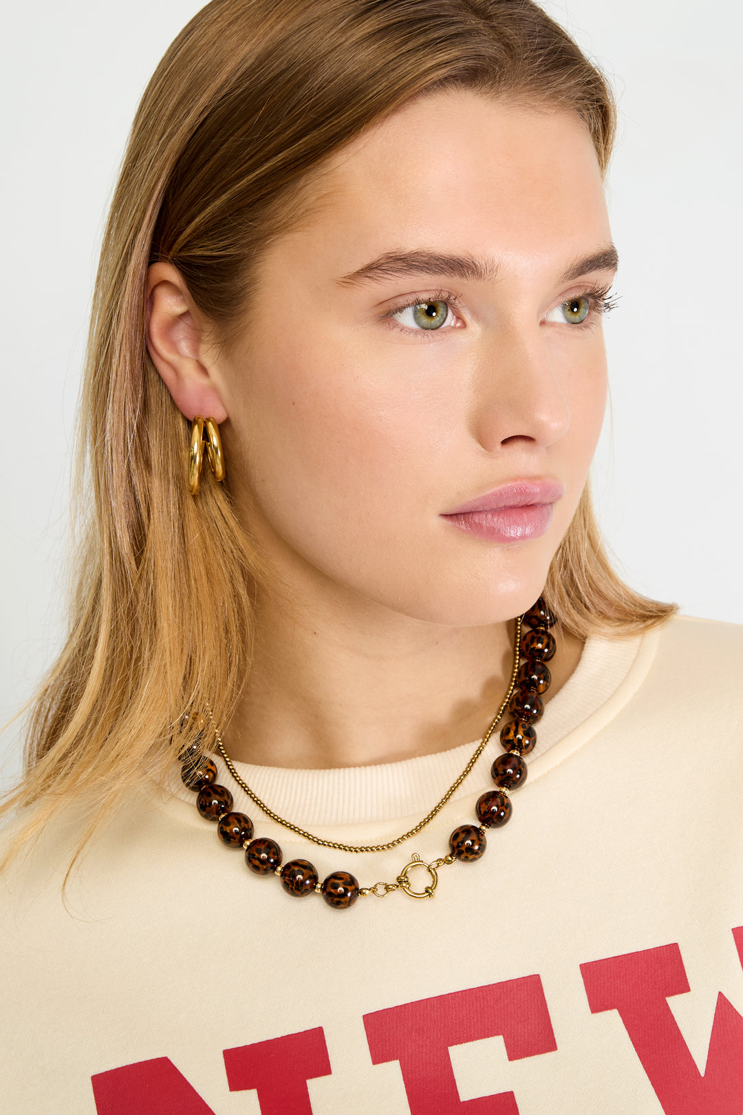 Collares de cuentas acrílicas, cuentas retro, serie clásica diaria, joyería para mujer, 16 mm