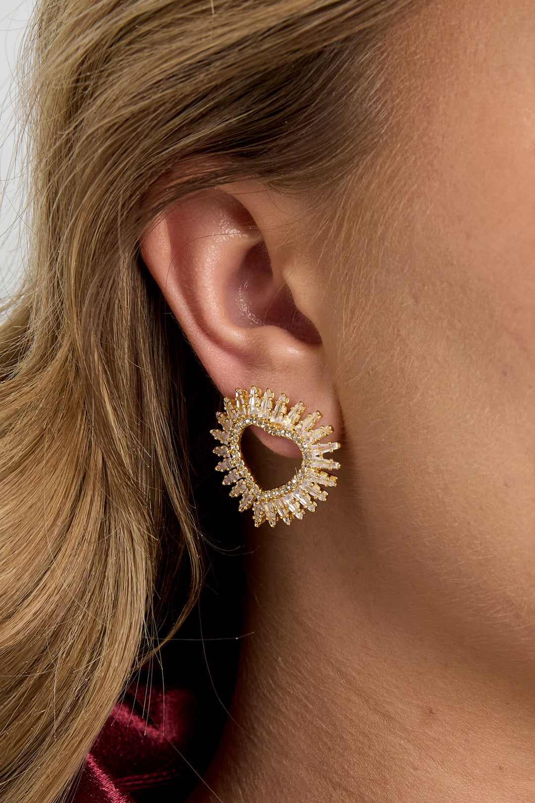 Pendientes de cobre con forma de corazón, elegantes y lujosos, para Navidad, para mujer.