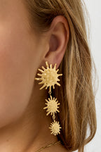 Pendientes colgantes de acero inoxidable con diseño de sol, estilo casual, diario, serie sencilla, joyería para mujer.