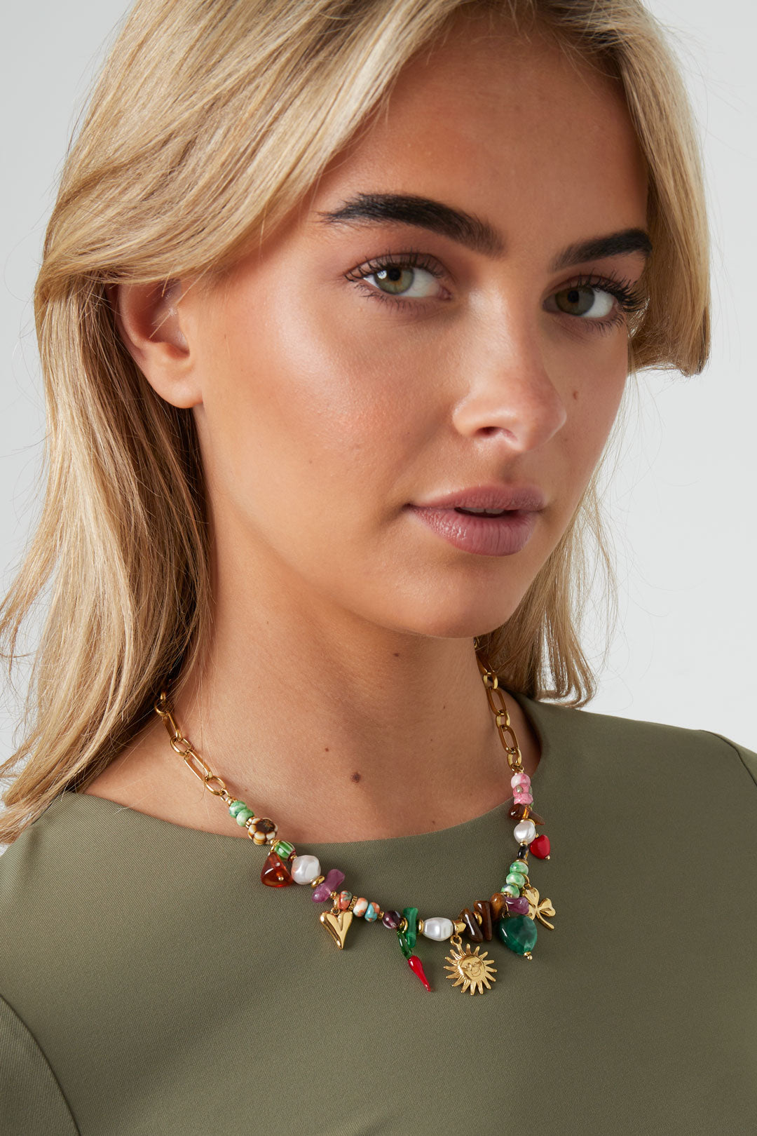 Collares de cuentas con forma de corazón y sol, estilo casual, diario, étnico, joyería para mujer