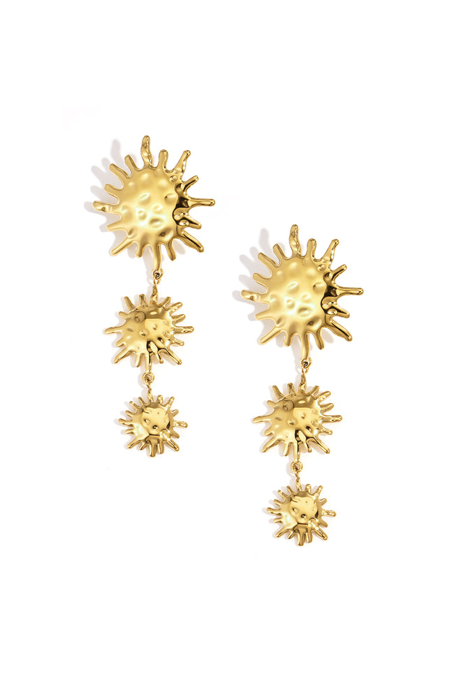 Pendientes colgantes de acero inoxidable con diseño de sol, estilo casual, diario, serie sencilla, joyería para mujer. Hover Image