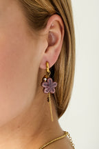 Pendientes colgantes de acero inoxidable con diseño de flores, estilo casual, diario, sencillo, para mujer.