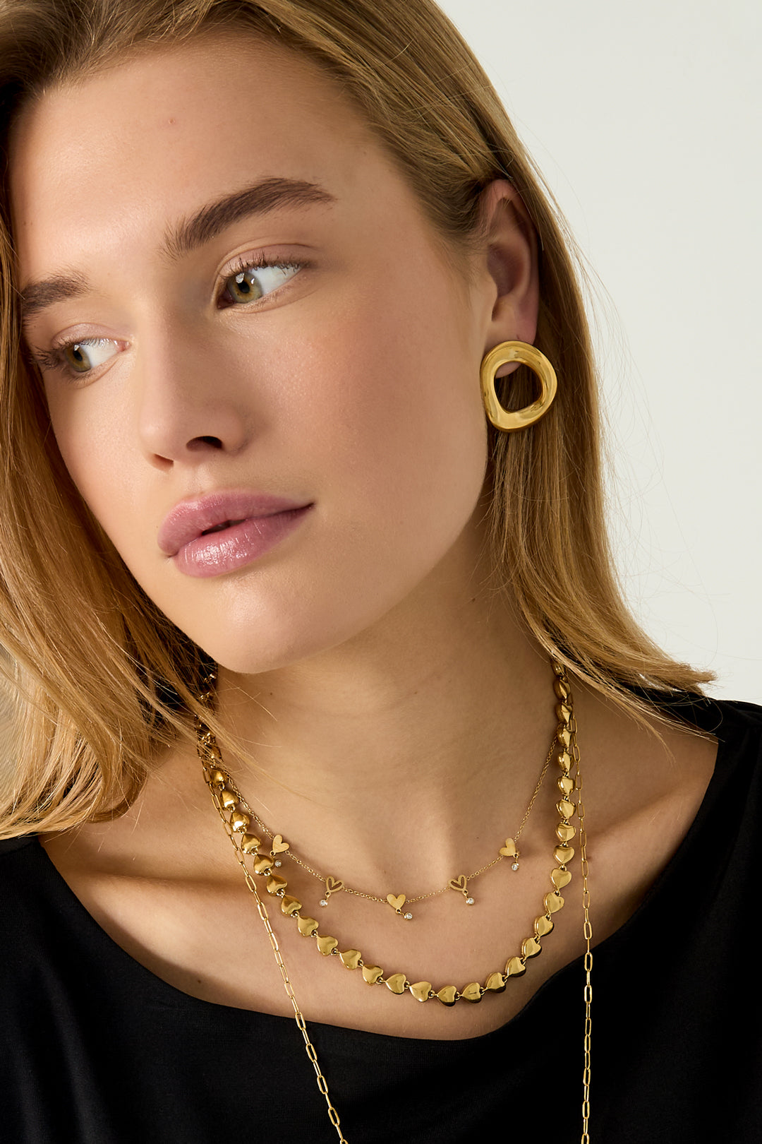 Collares de cadena de acero inoxidable con forma de corazón, informales, diarios, serie sencilla, joyería para mujer